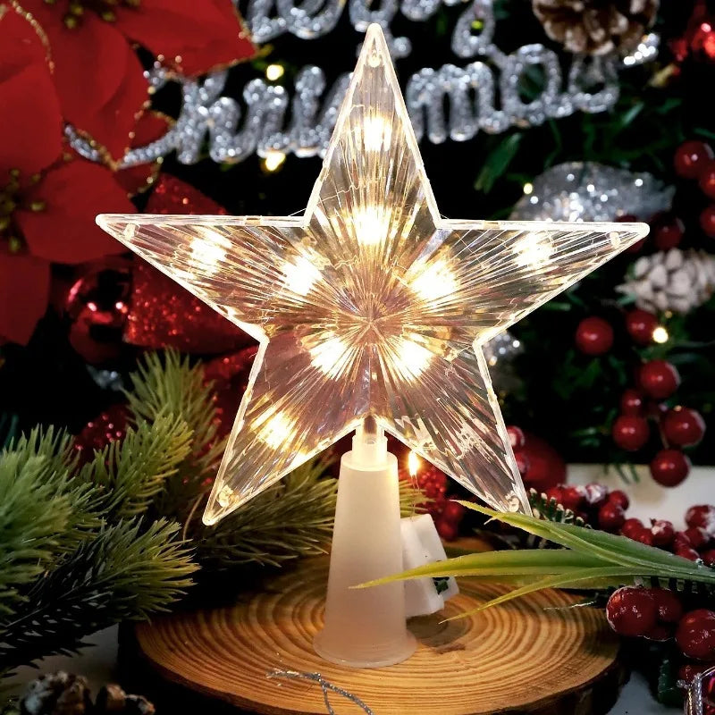 15cm decoração de árvore de natal estrelas luzes brancas quentes decoração de quarto de casa lâmpada led brilhante festival de natal topstar navidad 1.07in