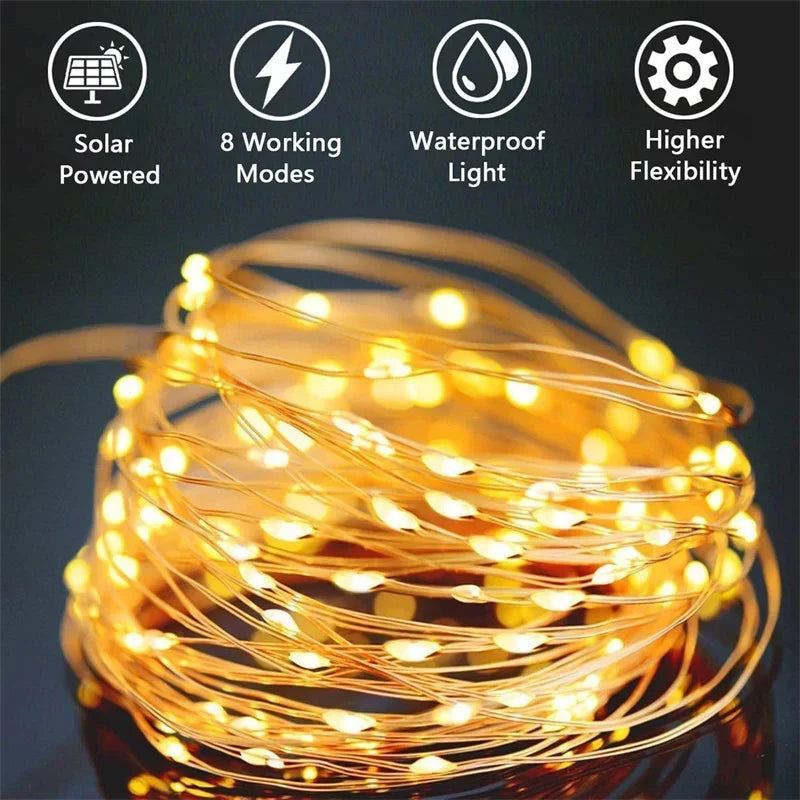 32m solar led luz ao ar livre festão lâmpada jardim luz de fadas corda led cintilação à prova dwaterproof água lâmpada natal guirlanda decoração quintal