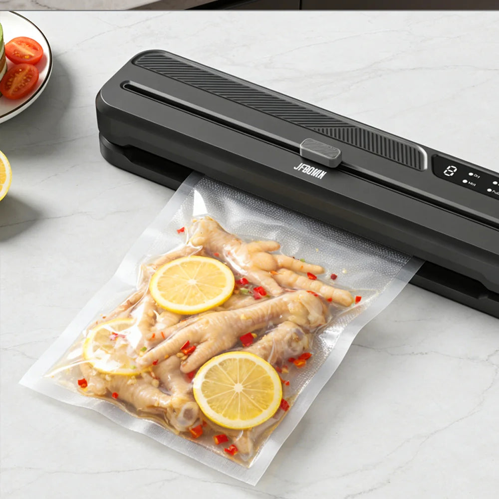 Máquina Seladora a Vácuo de Alimentos Poderosa, Sucção de 55kPa, Modos Seco e Úmido, Sistema de Vácuo Externo com 10 Sacos a Vácuo