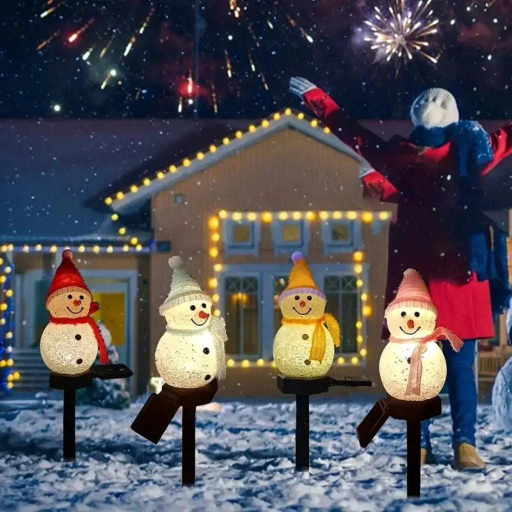 Boneco de neve de natal luz solar gramado jardim luz pátio ao ar livre paisagem chão plug-in luz decorativa
