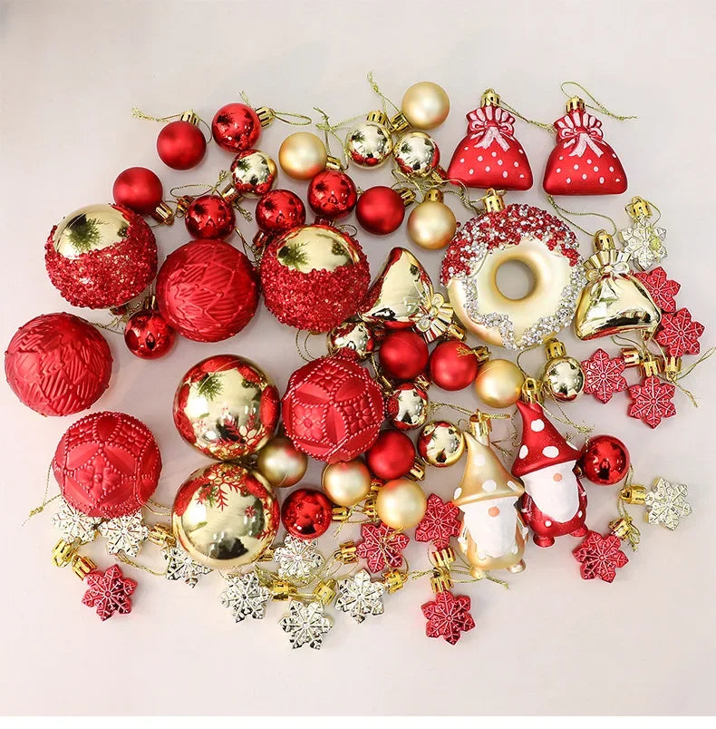 Conjunto de Bolas de Natal com Formatos Variados, Enfeites de Natal Inquebráveis para Pendurar, Bolas, Donuts, Gnomos, Pinhas, Decoração de Natal para Casa