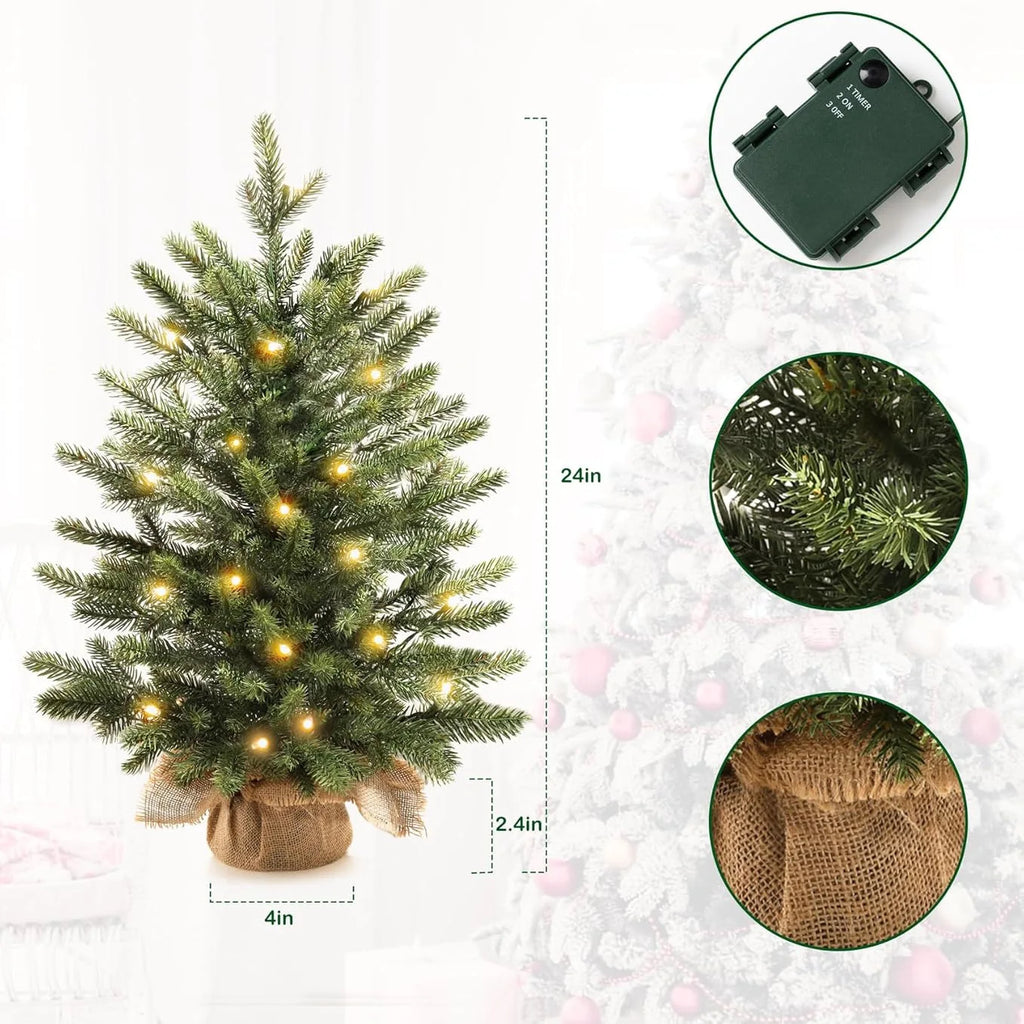 Decoração de árvore de natal 2025 decoração de casa decoração de ano novo pinho de natal embutido led mesa artificial pequena árvore de natal