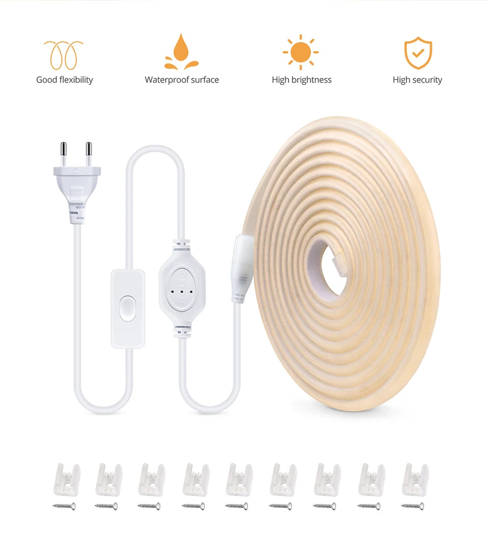 1m-35m brilho surper cob led luz de tira 288leds/m ra90 220v ao ar livre tubo de silicone à prova dwaterproof água para quintal piscina caminho