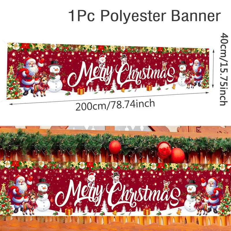 Banner de Natal para Exterior Decorações de Feliz Natal para Casa 2026 Decoração Externa Xmas Navidad Noel Natal Feliz Ano Novo 2027