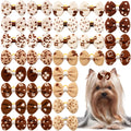 10/20/30 pçs arcos do cão com faixas de borracha artesanal estilo marrom filhote de cachorro cabeça flor artesanal suprimentos para animais de estimação para cães arcos suprimentos