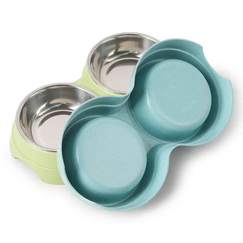 Tigelas duplas para animais de estimação, alimentador de água para comida de cachorro, aço inoxidável, prato para beber, gato, filhote de cachorro, suprimentos de alimentação, acessórios para cães pequenos