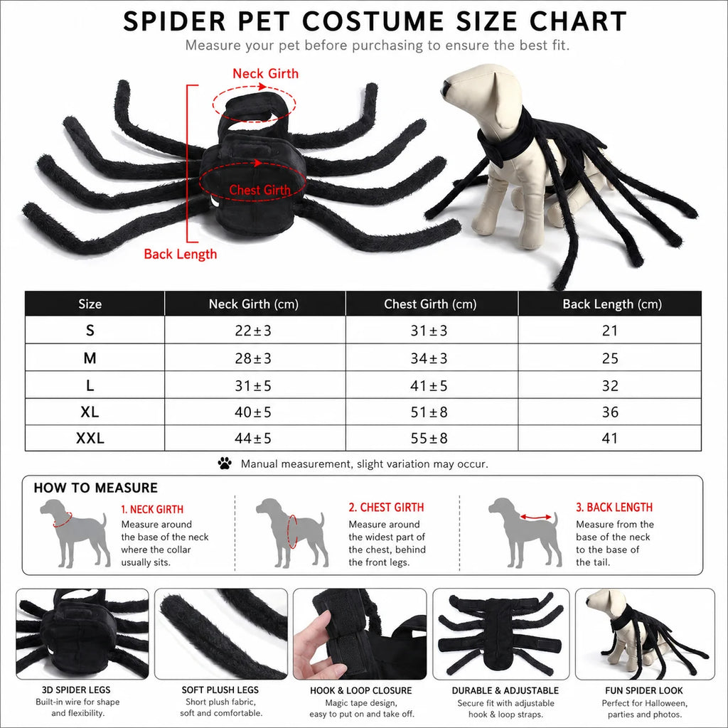 Fantasia de Aranha para Gatos e Cães Pequenos e Médios para o Halloween, Roupa Engraçada para Cosplay, Fantasia de Festa para Filhotes