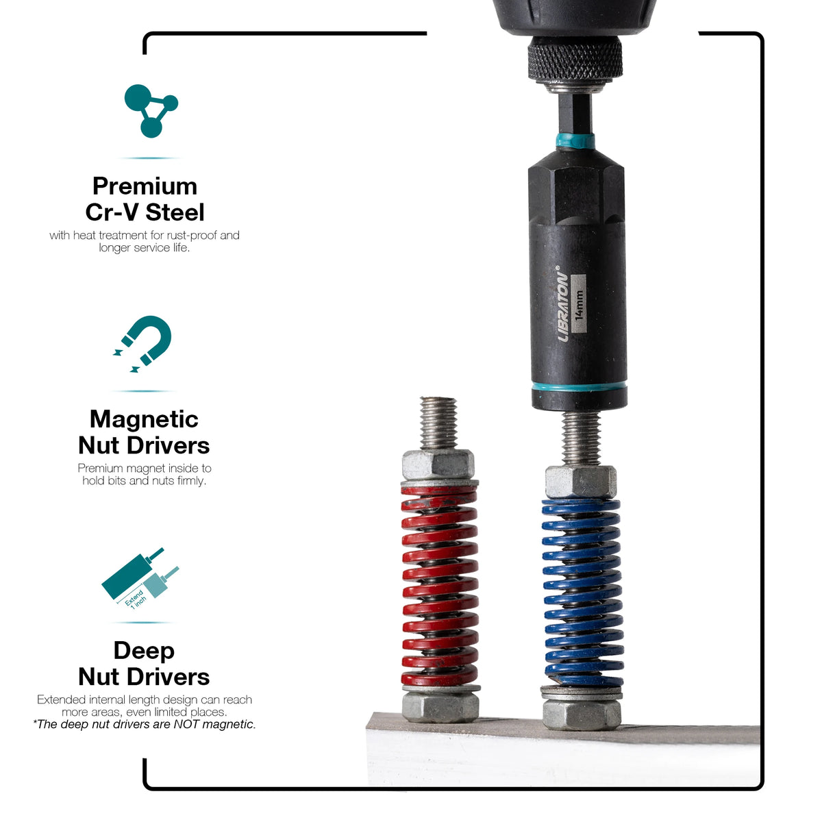 16/18 pçs conjunto de driver de porca magnética sae/conjunto de driver de porca de impacto métrico 1/4 "hex shank porca driver bit conjunto para impacto broca porca driver
