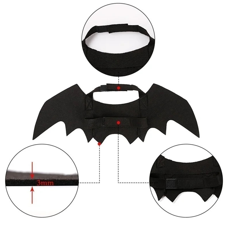 Roupas de Halloween para Animais de Estimação, Fantasia de Asas de Morcego Pretas para Gatos e Cães, Acessórios para Festa de Halloween