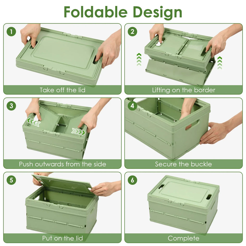 Caixa de Armazenamento Dobrável de Grande Capacidade, Cesta de Armazenamento Colapsável com Tampa e Alça, Organizador de Lanches e Brinquedos para Casa, Cozinha e Escritório
