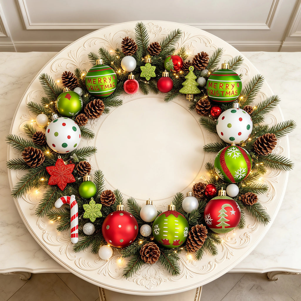 Conjunto de enfeites de bolas de Natal, verde e vermelho, para pendurar na árvore de Natal, ideal para festas de Ano Novo e como presente.