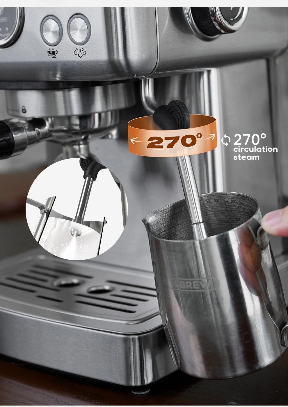 Hibrew 20bar semiautomática máquina de café expresso temperatura ajustável 58mm portátil frio/quente cafeteira metal caseh10a