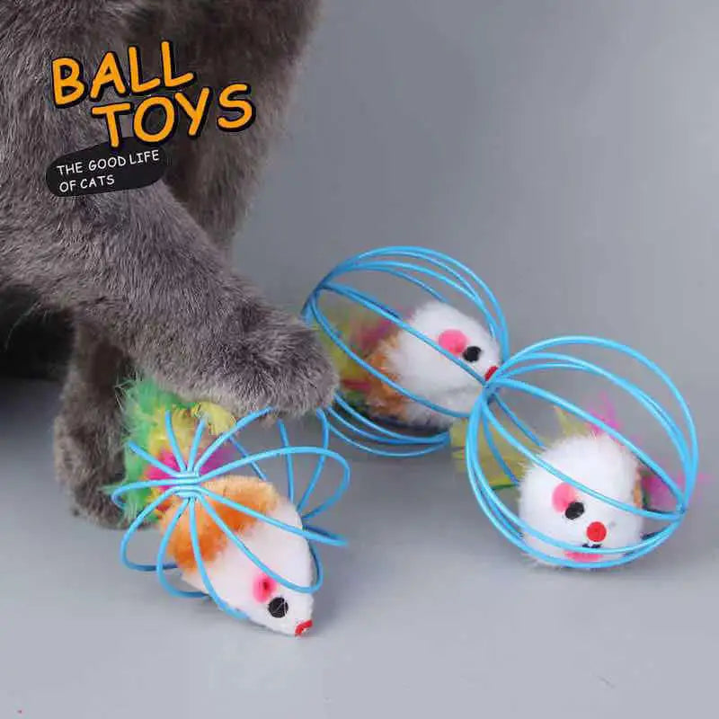 Rato colorido popular na gaiola brinquedo do gato dentro da areia interativo perseguição brinquedo do rato do gato