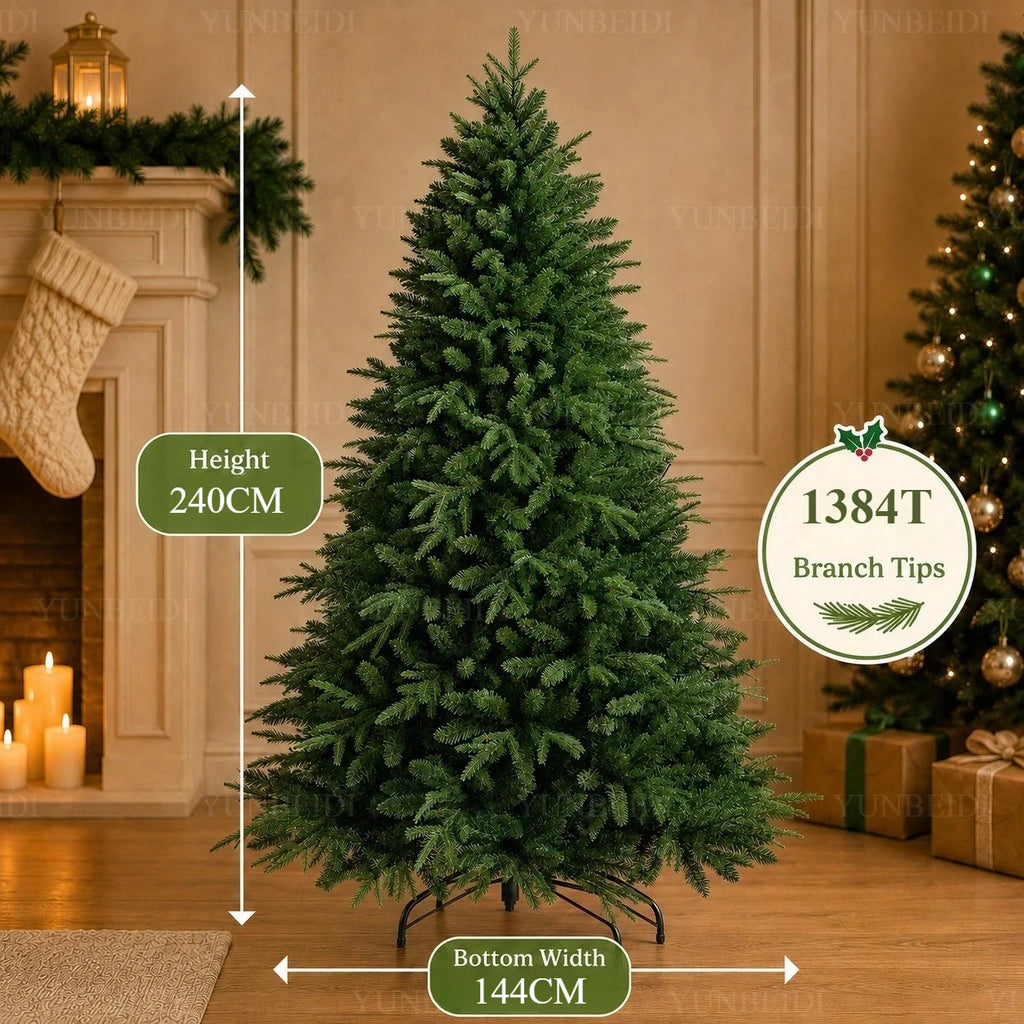 Árvore de Natal Artificial em Material PE+PVC, Grande Árvore de Natal Densa de 120cm a 270cm, Decoração para o Natal em Família e Ano Novo
