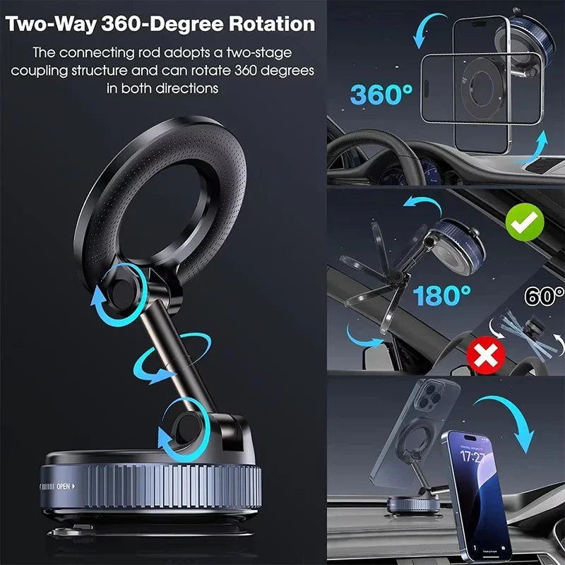 Magnetic Phone Stand Vacuum Adsorption High Stickiness Anti-Shake Holder for Car Dashboard, Windshield, Desktop, Office, GPS Nav Drive
