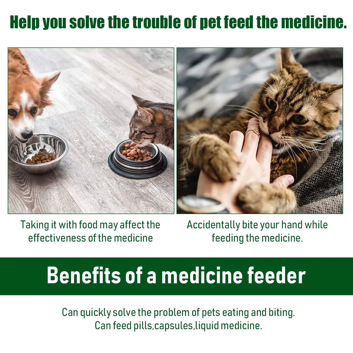 Dispensador de medicação para animais de estimação, bastão de alimentação para gatos e cães, comprimidos para comer, artefatos de medicação, cuidados com doença de animais de estimação