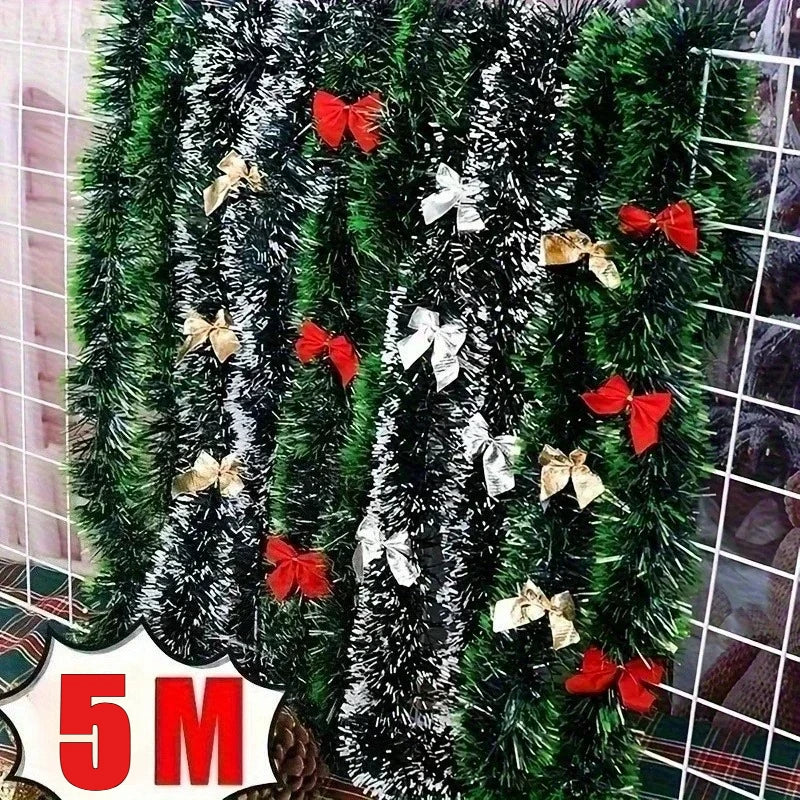 5M de fitas decorativas de Natal com laços, fita verde em forma de cana, guirlanda para pendurar na árvore de Natal, enfeites para projetos «faça você mesmo», decoração para festas e para a casa.