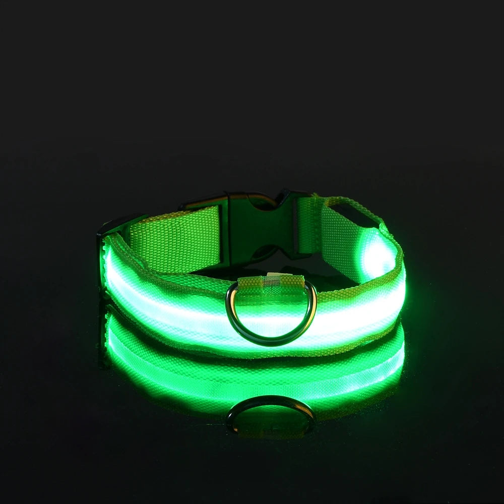 Nylon led noite segurança piscando brilho no escuro trela do cão cães luminoso fluorescente coleira do cão de estimação Kasa & Pet