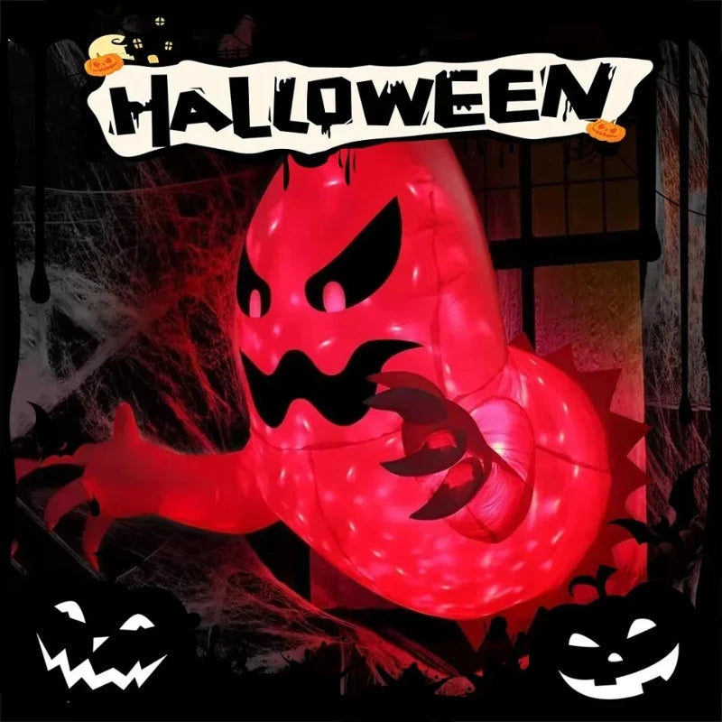 Fantasma Branco Inflável Assustador de Halloween, Decoração Externa Iluminada, Decoração Assustadora para Festa no Jardim, Interior, Quintal, Festa Única