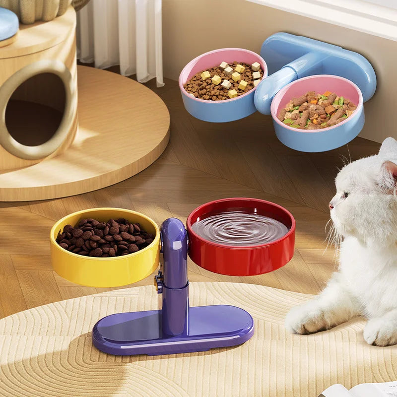 Suprimentos para animais de estimação: Tigelas para gatos/tigelas de água, tigelas para cães, tigelas para animais de estimação resistentes a quedas, com altura ajustável.