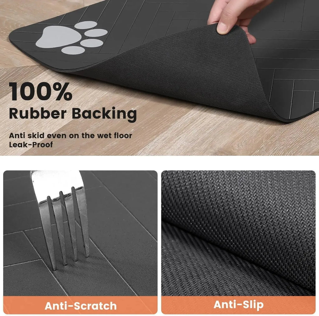 Tapete de alimentação para animais de estimação, absorvente, suporte de borracha, secagem rápida, tapete de água para cães e gatos, comida e tigela de água com à prova d'água