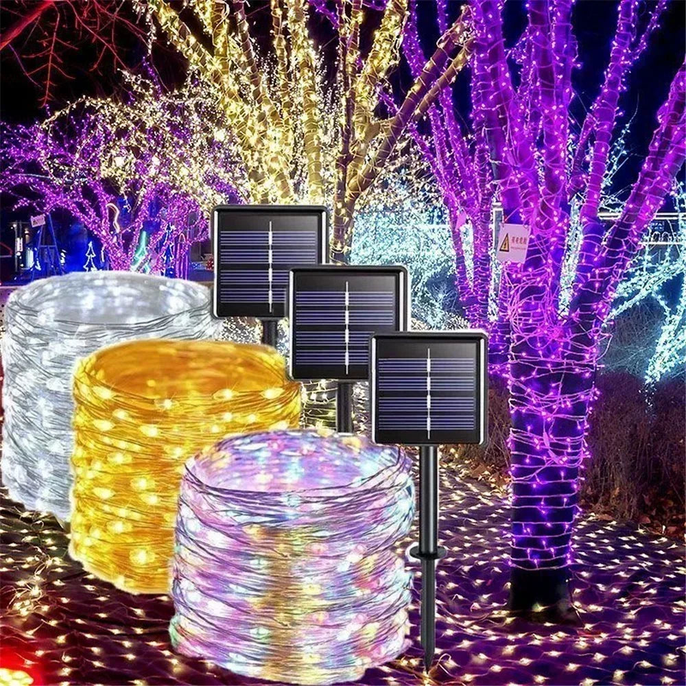Leds solar led luz ao ar livre festão lâmpada jardim solar luz de fadas corda natal decoração do jardim ao ar livre