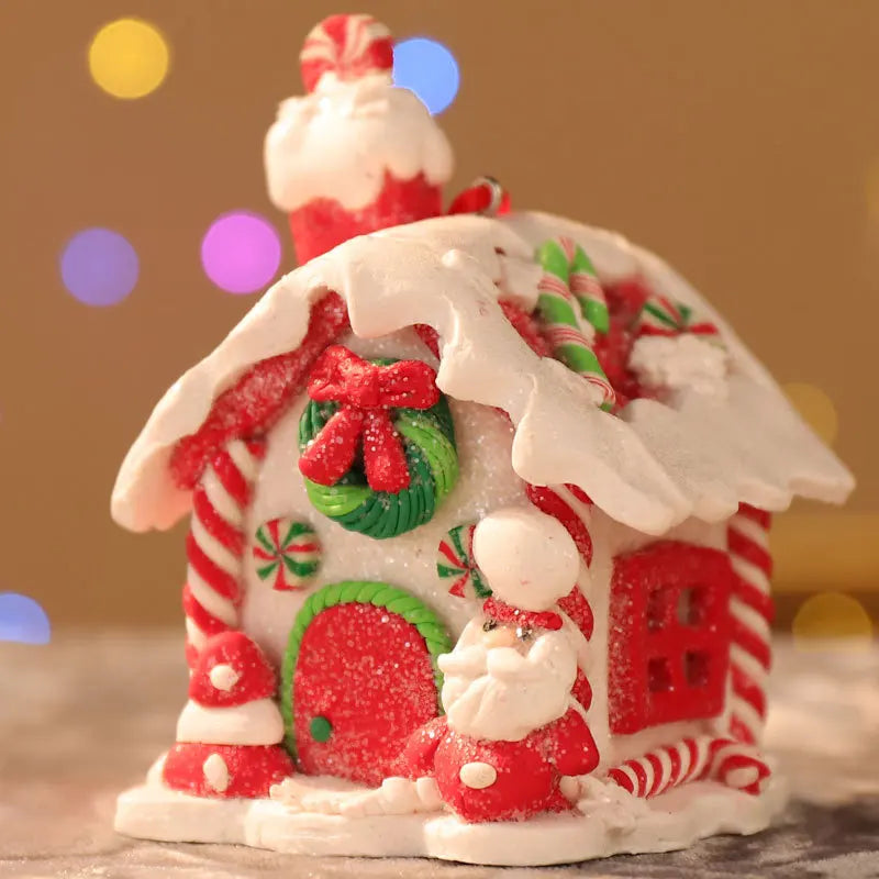 Tema de natal led pingente boneco de neve gengibre papai noel luz casa cerâmica macia pendurado árvore casa decoração festa de ano novo