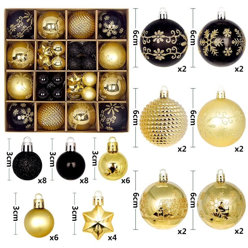 Conjunto de 44 Bolas de Natal para Pendurar na Árvore, Decoração de Natal para Casa, Presente para Festa de Ano Novo 2026