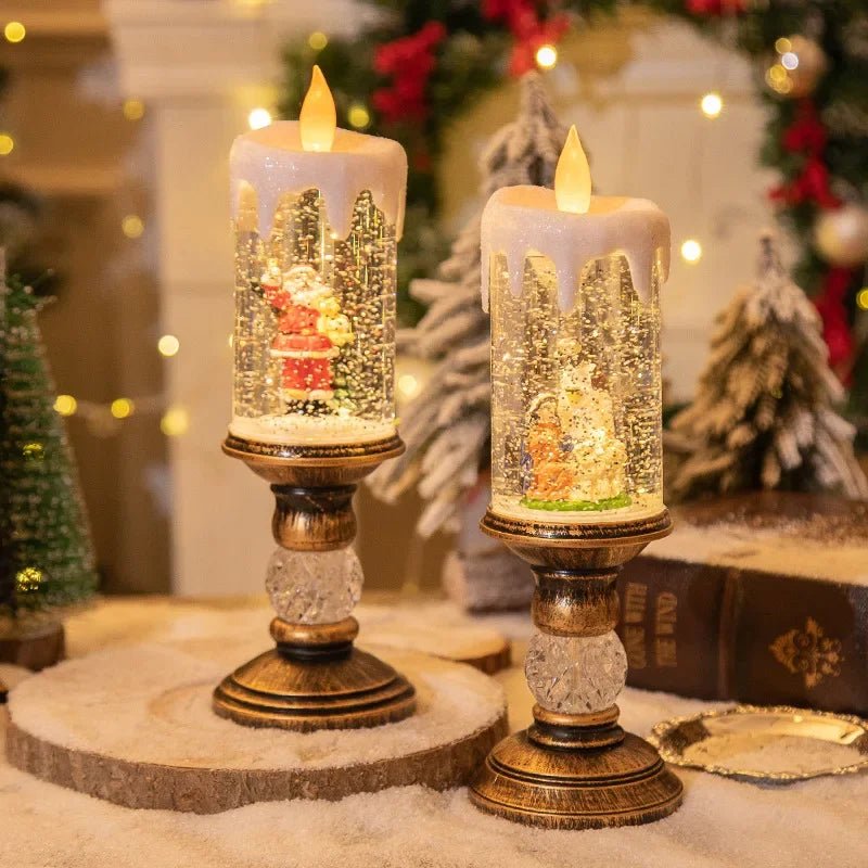 Crystal Snow Candles Lights para Decorações de Natal, Scene Layout, Holiday Gifts, Children's Birthday Gifts