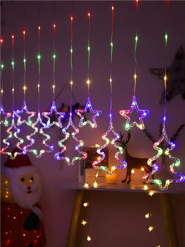 Cortina de Luzes de Natal, Luzes de Fada, 3M, Alimentação USB, Controle Remoto, 8 Modos, Decorações LED para Janelas de Casa