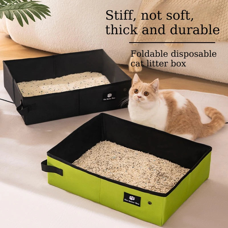Caixa de Areia para Gatos Dobrável, Impermeável e Reutilizável, Bandeja de Areia Portátil para Viagem, Sanitário para Gatos, Uso Interno, em Casa, em Viagens e Acampamentos