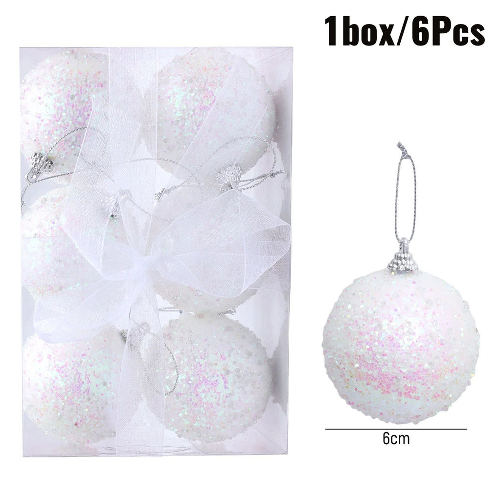 6/30 pçs glitter champanhe branco vermelho bolas de natal ornamentos espumante árvore de natal pendurado bola pingentes decoração de festa de ano novo