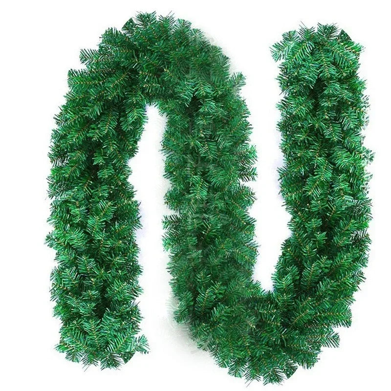 2.7m verde artificial guirlanda de natal poinsétia guirlanda de flores de natal árvore de natal rattan pendurado ornamento decoração