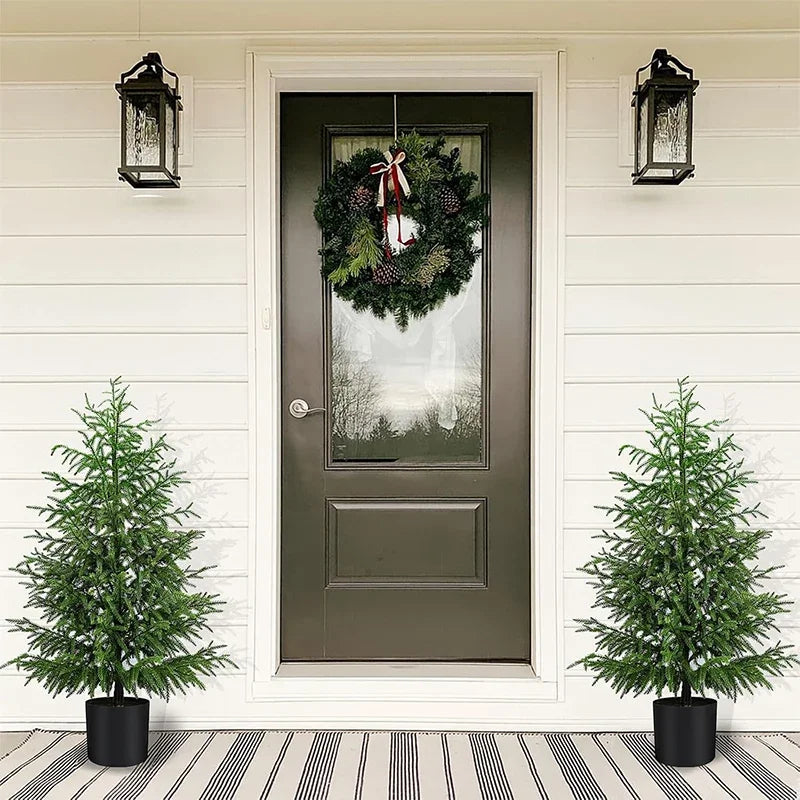 Árvore de Natal Artificial de Pinheiro Norfolk de 60CM, Planta Falsa Impermeável para Jardim, Quintal, Varanda, Decoração de Férias de Inverno