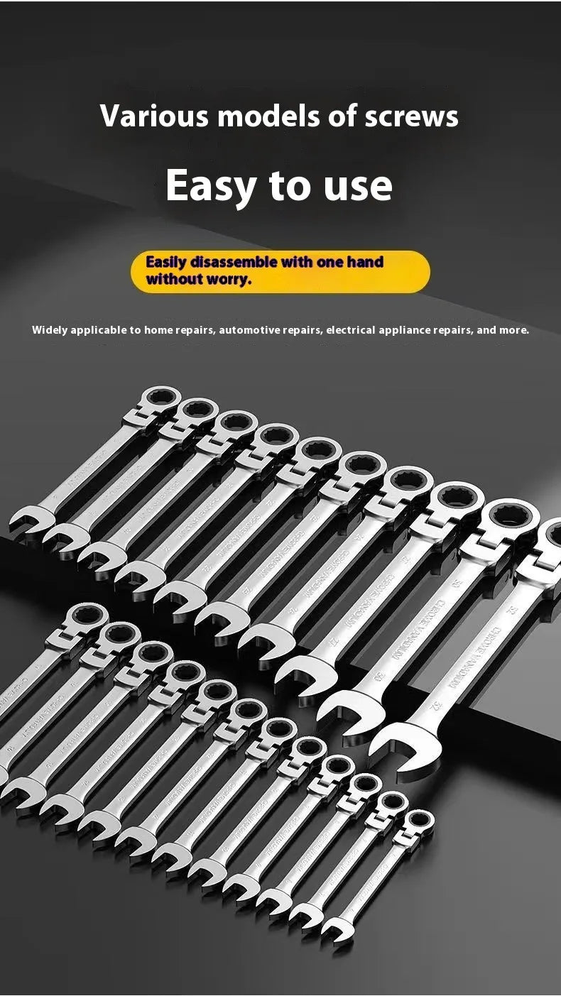 Chave de catraca combinada de 6-32mm72 dentes - chave de extremidade aberta ameixa, 180 °   rotação, ferramenta de manutenção profissional.