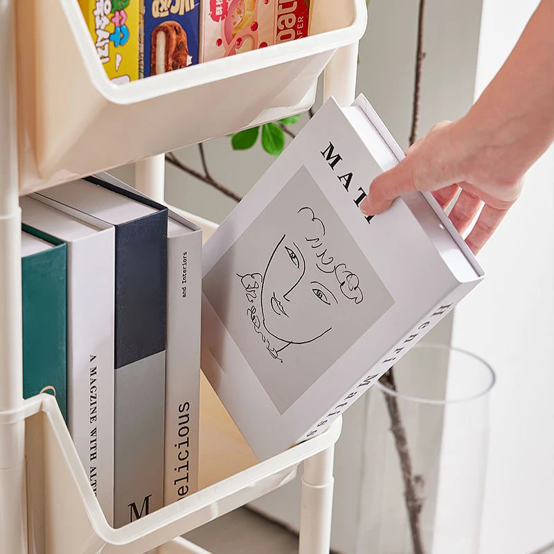 Organizador de cozinha rack de armazenamento móvel lanche brinquedo carrinho mesa lateral livro prateleira rack rodas