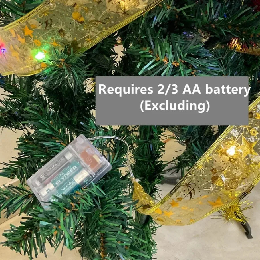 Luzes de Natal em Fita LED, Luzes de Cordão de 1 a 10M, Lâmpada de Fita com Glitter em Forma de Floco de Neve para Decoração de Árvore de Natal e Festas