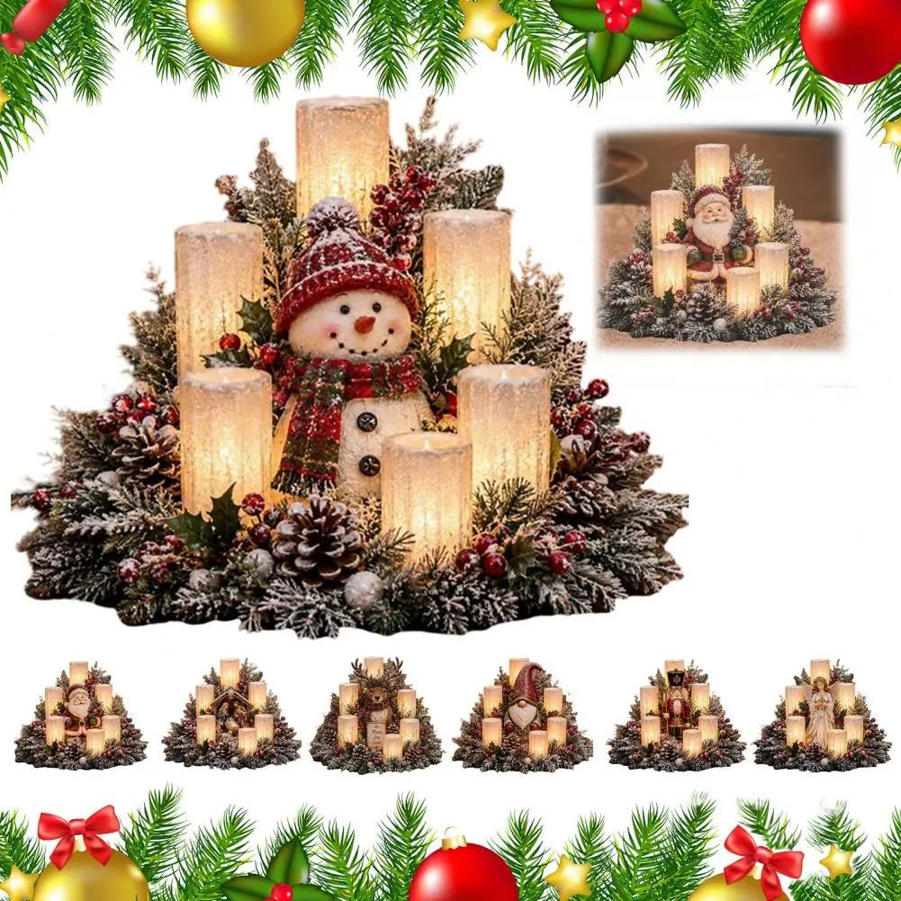 Arranjos de mesa natalinos, decoração para a casa durante as festas, enfeite central natalino, luminária com luz quente, enfeite alimentado por USB para as festas.