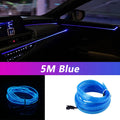 Carro Interior LED Strip Light, Neon EL Fiação, Lâmpada Decorativa para Auto, Luz Ambiente Flexível, Diodo de Festa Atmosfera, USB, 5m