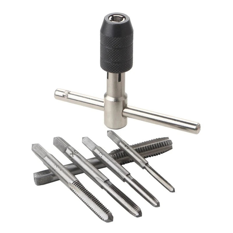 Chave de alça t m3 m4 m5 m6 m8 mão torneira reamer rosca conjunto de ferramentas de rosqueamento máquina ajustável rosca rosqueamento broca