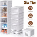 6 camadas caixa de armazenamento sapato rack organizador economia espaço dobrável plástico transparente sapato formadores para parede canto prateleira empilhável