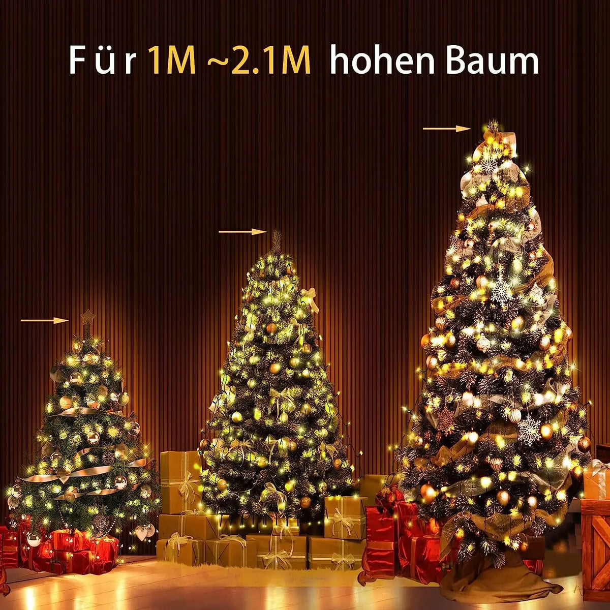 Luzes led para árvore de natal, guirlanda de ano novo para pátio, jardim, 1.5m/2m/3m, luz cascata, decoração de natal 2025