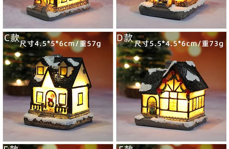 Natal led luz casa enfeites de árvore de natal led resina pequena vila casa natal brilho decoração presente feliz ano novo decorações dc05