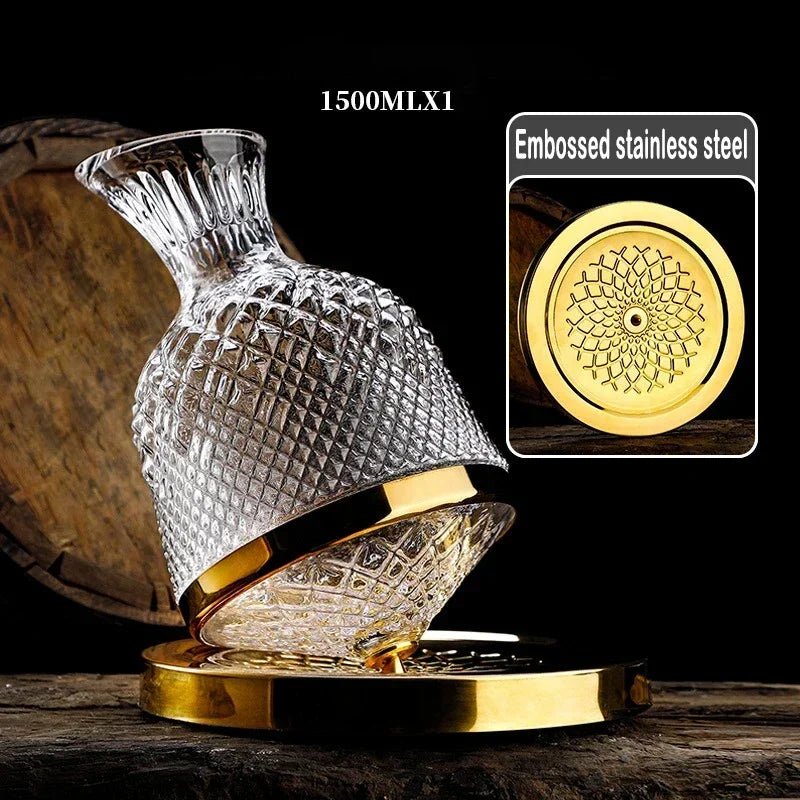 360 rotativa decantador de vinho tumbler 1500ml decantador dispensador garrafa de vidro cristal aerador vinho espelho jarro presente barra decoração