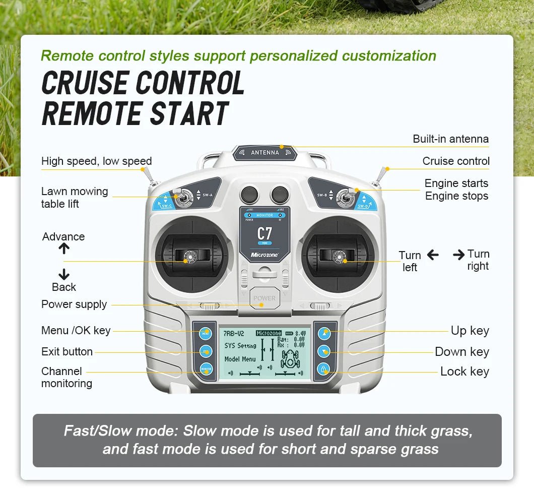 Cortador de Grama para Uso Externo com Controle Remoto, Partida Remota, Corte de Precisão, Ideal para Terrenos Inclinados, Personalizável - Venda Quente de Fábrica
