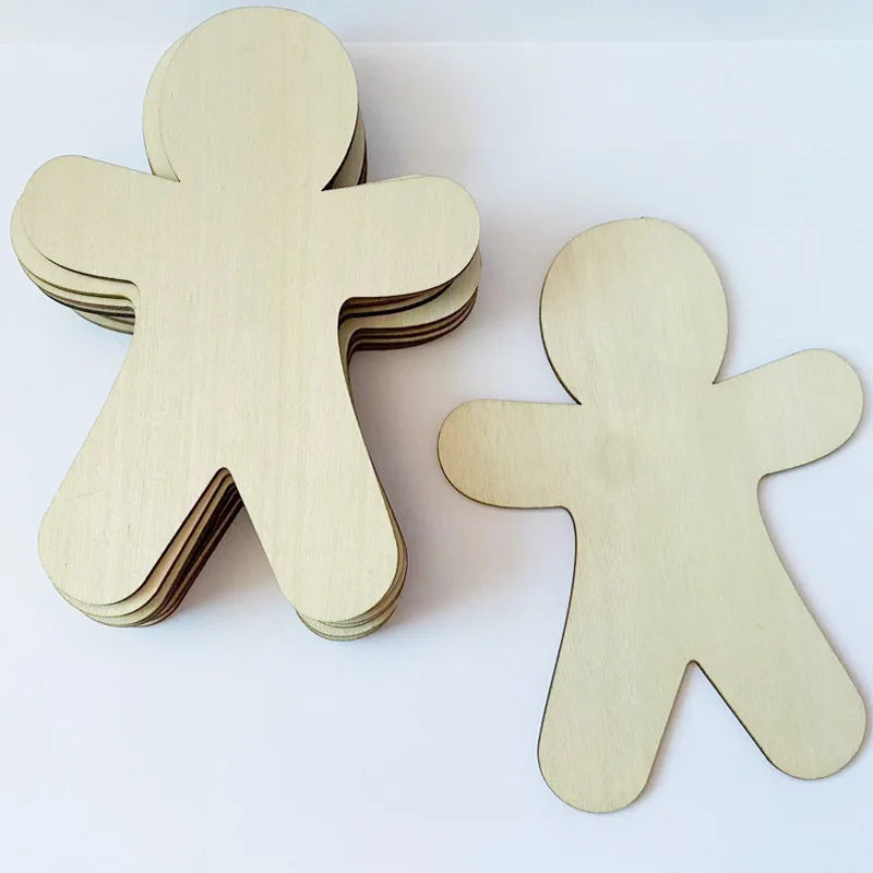 10 pçs de madeira gengibre homem inacabado disco de madeira fatias diy ornamento da árvore de natal pendurado decoração natal noel navidad natal