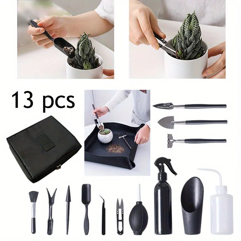 Conjunto de 13 Peças de Ferramentas de Jardinagem DIY Ergonômicas de Alta Qualidade e Resistentes, Essencial para Iniciantes, Conjunto de Ferramentas Confortáveis
