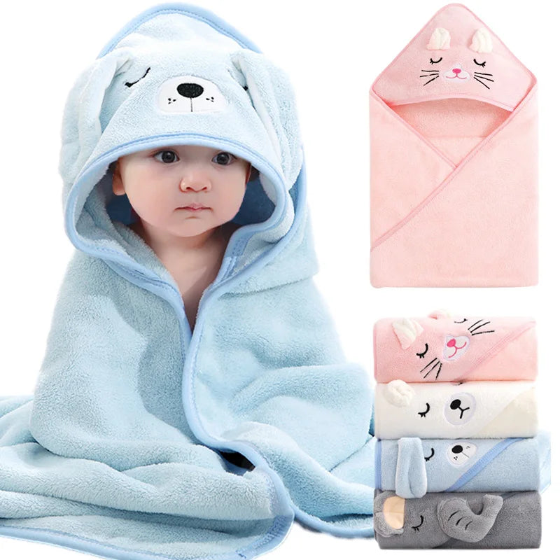 Toalhas de Banho para Bebês com Capuz de Animais em Desenho Animado, Macias, para Recém-Nascidos, Manta, Robe de Banho para Crianças, Envoltório Quente para Dormir para Meninos e Meninas