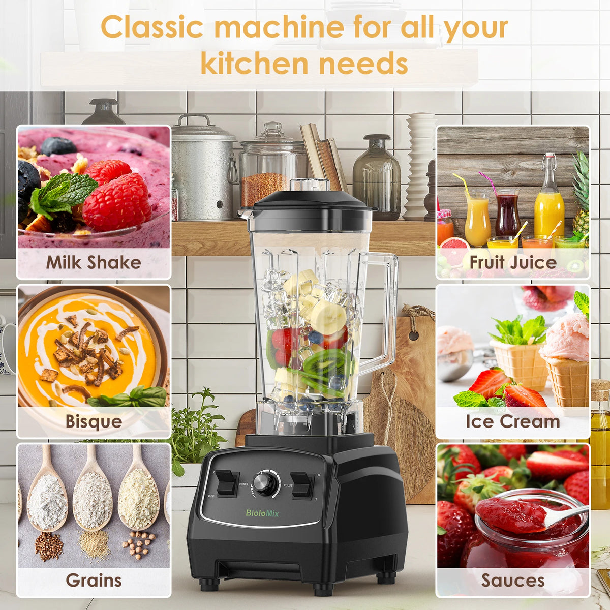 Bpa livre 3hp 2200w liquidificador de grau comercial resistente misturador espremedor processador alimentos alta potência smoothie gelo barra liquidificador frutas