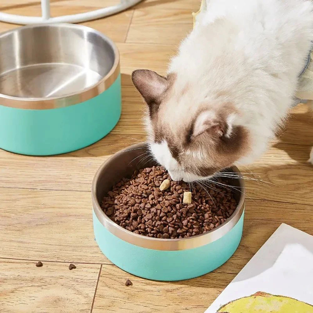 Tigela Personalizada de Aço Inoxidável para Cães e Gatos, Tigela de Alimentação a Vácuo Dupla, Grande Capacidade para Ração e Água